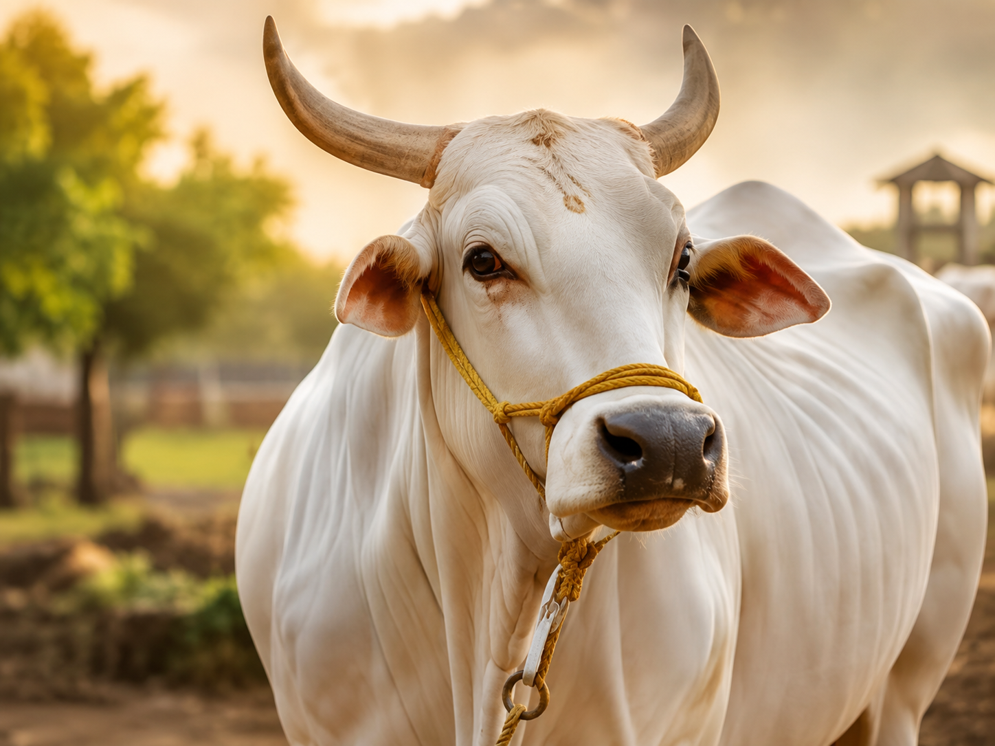 Sacred cow receiving care at the gaushala